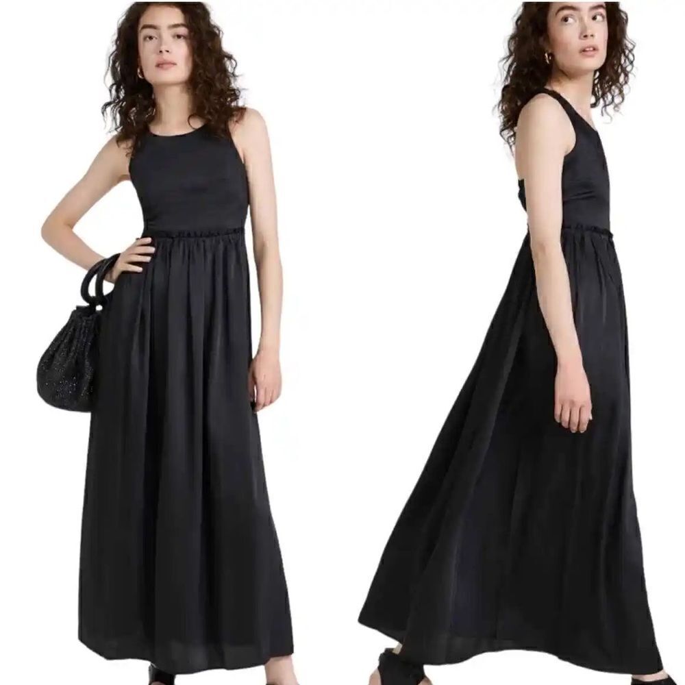 REVOLVE Munthe Villima Maxi Dress, Lightweight Charmeuse Pleated Skirt Ruffle